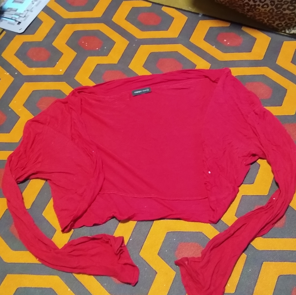 Red cardigan